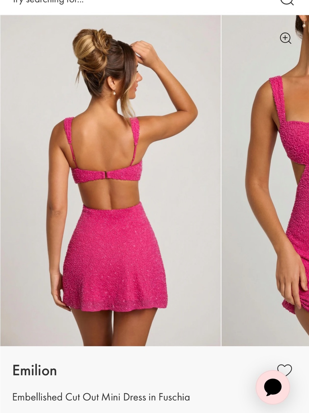 Oh Polly Fuchsia Embellished Cut-Out Mini Dress/ wore once - Picture 2 of 3